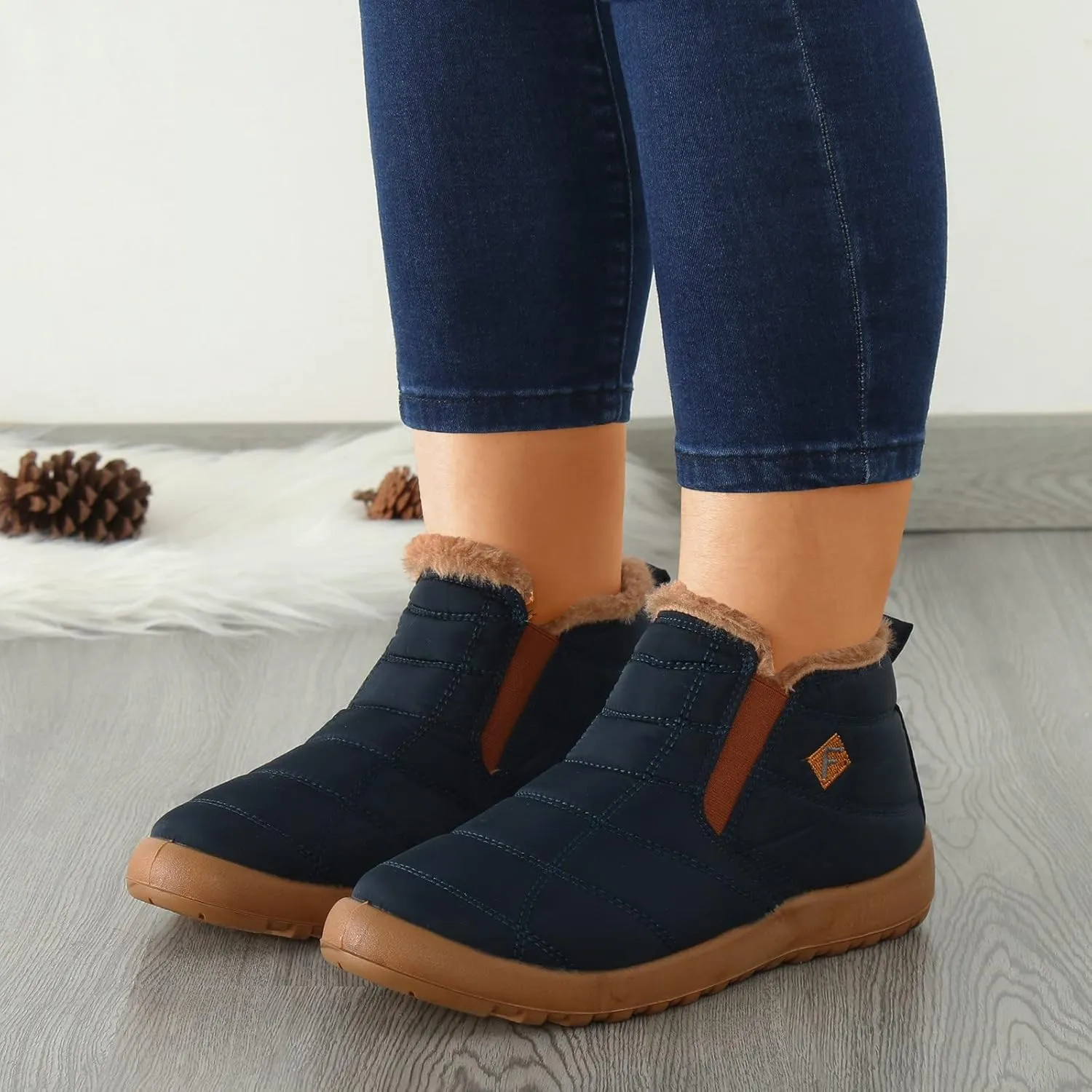 Snow Boots for Women Knee High Snow Boots for Women Size 7 Wide Womens Wide Toe Snow Boots Boots for Winter Waterproof Botas Contra El Agua Para Mujer Cortas