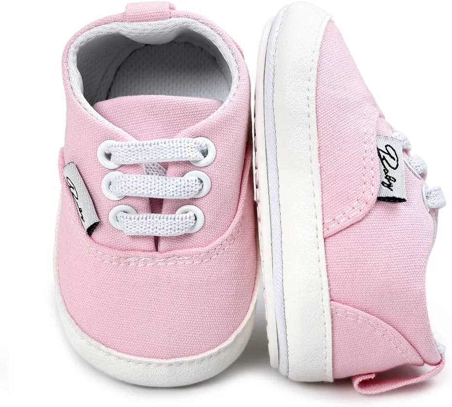 SOFMUO Baby Boys Girls Sneakers High Top Ankle PU Leather Non-Slip Moccasins Soft Rubber Sole Infant Booties Toddler Uniform Dress Shoes