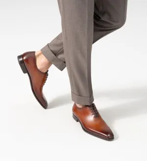 Tan Leather Lucius Lace Up Whole Cut Oxfords - SS23