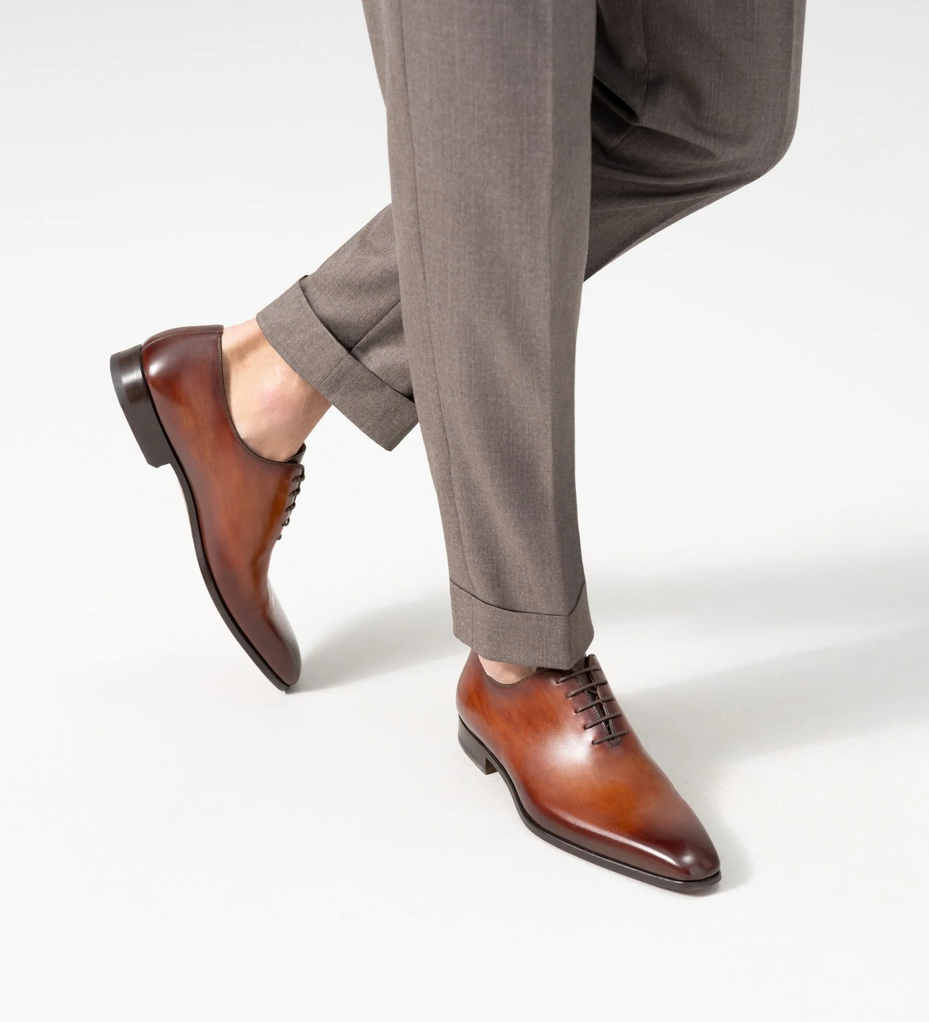 Tan Leather Lucius Lace Up Whole Cut Oxfords - SS23