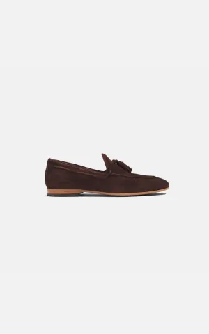 Tassel Loafers Suede Dark Brown