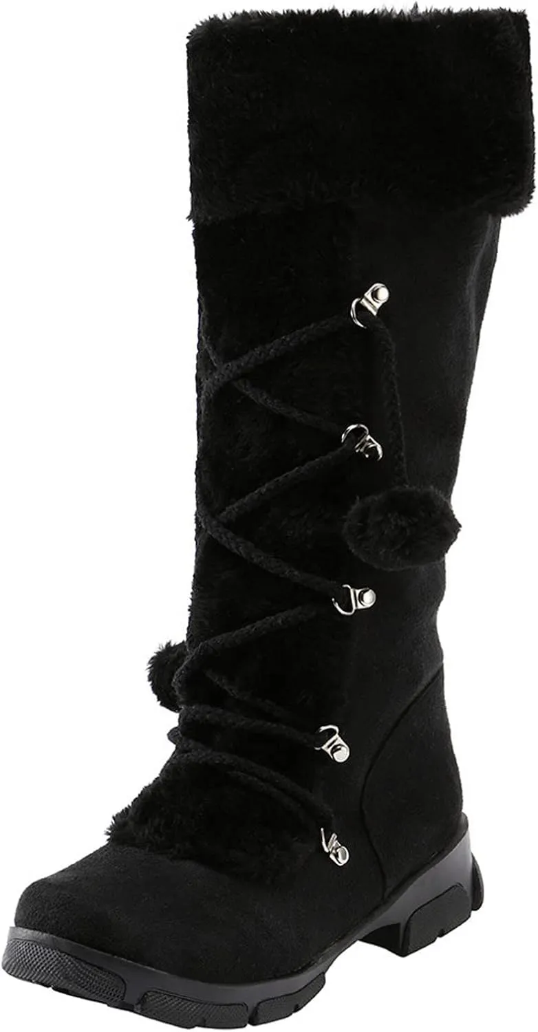 Teens Snow Boots Waterproof Insulated Fur Boots Waterproof Warm Boots Outdoor Furry Fluffy Short Snow Boot Work Boots for Men
