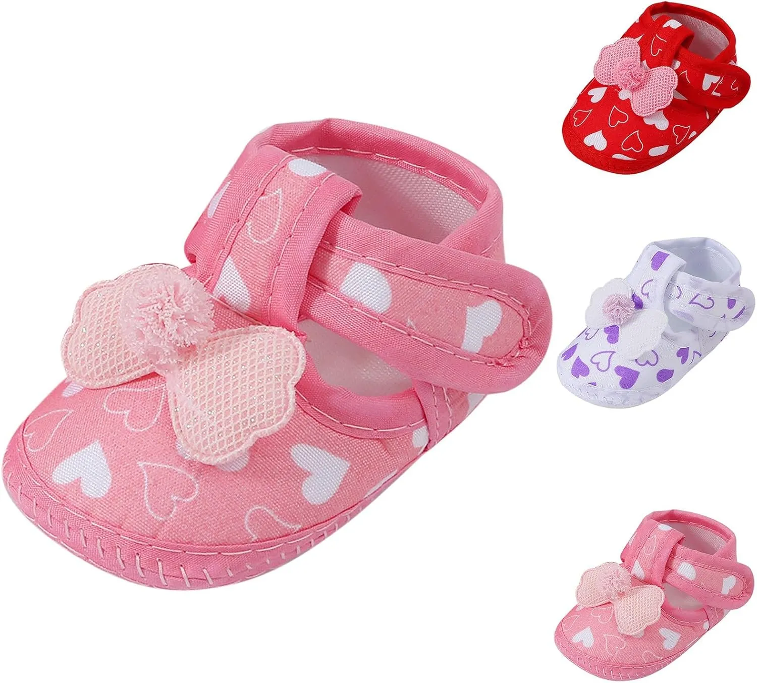 Toddler Baby Girls Canvas Sandals Indoor Closed Toe Bow Heart Dance Dress Shoes Ankle Cute Walking Sneaker Summer