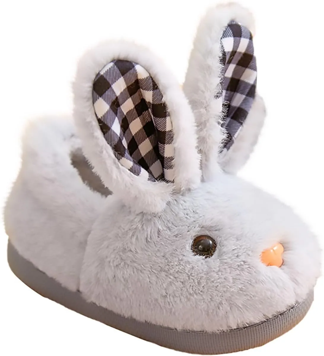 Toddler Girls Boys Home Slippers Fuzzy Bunny Ear Warm Winter Fleece Indoor Slipper Kids Flat Soft Plush Shoes