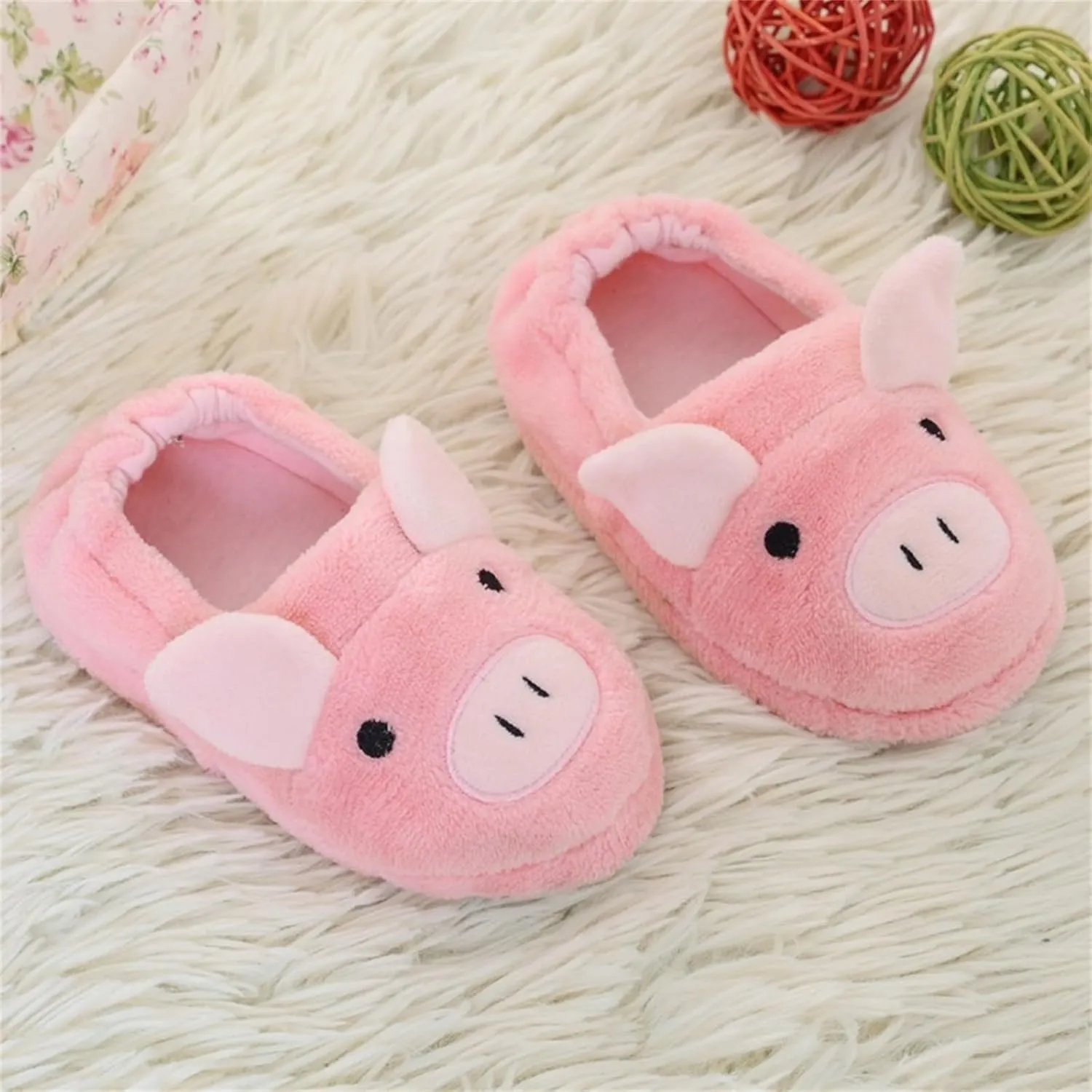 Toddler Kids Fleece Slippers Cute Animal ??artoon Shoes Baby Girls Soft Plush Slippers ??artoon Warm Winter House Shoes