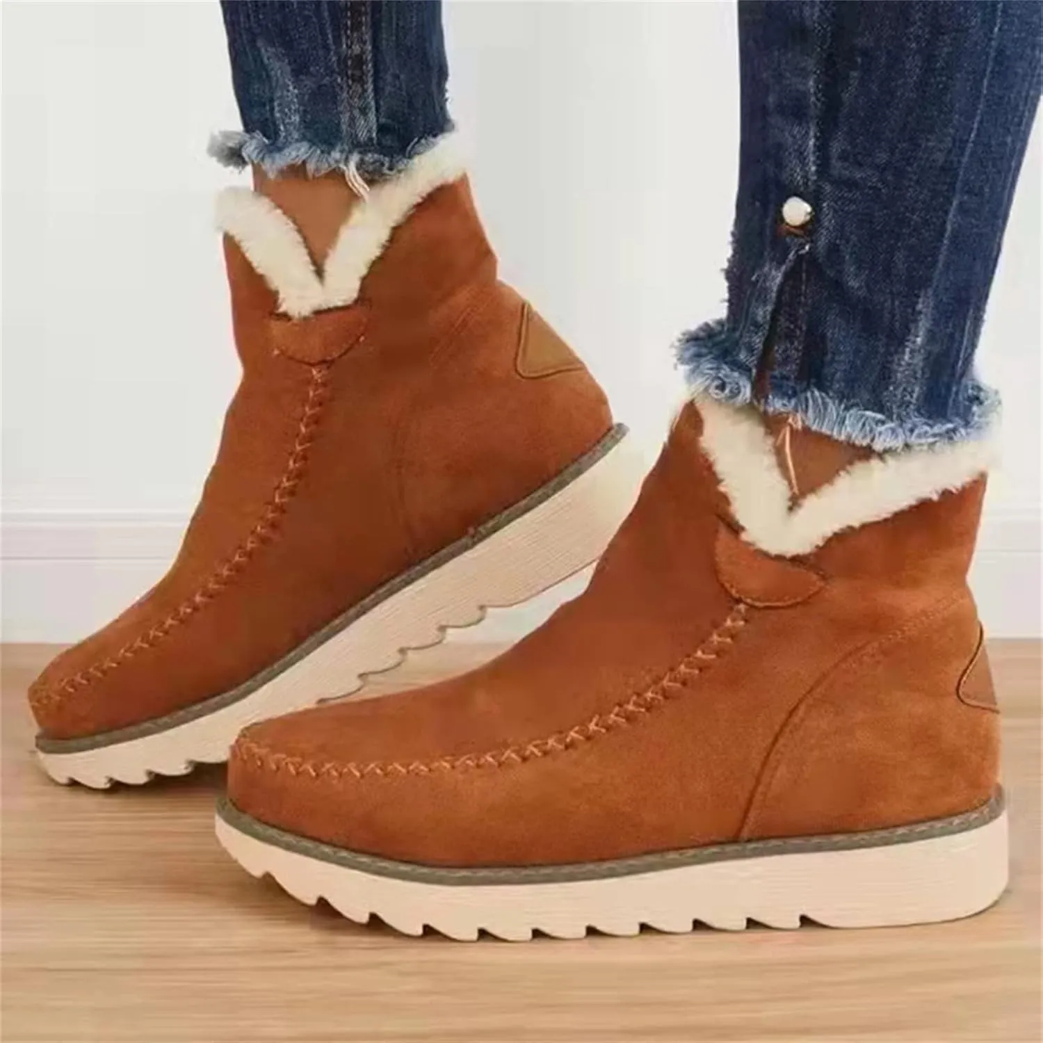 Trending Winter Boots For Women 2024 Snow Boots Anti-Slip Outdoor Loafers Shoes Warm Fur Lined Fuzzy Ankle Booties