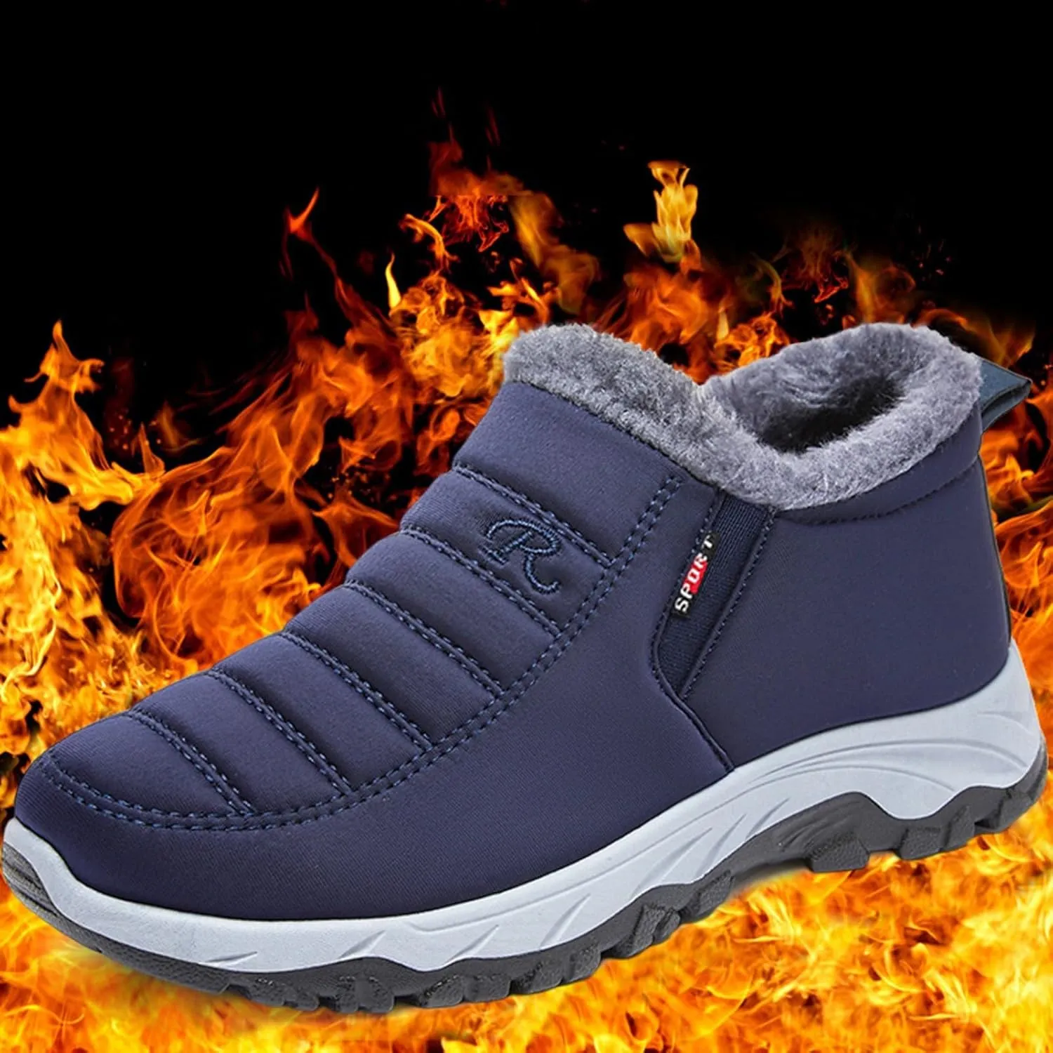 Winter Boots Men's Lined Warm Snow Shoes Width Winter Shoes Barefoot Shoes Snow Boots Outdoor Hiking Lightweight Boots