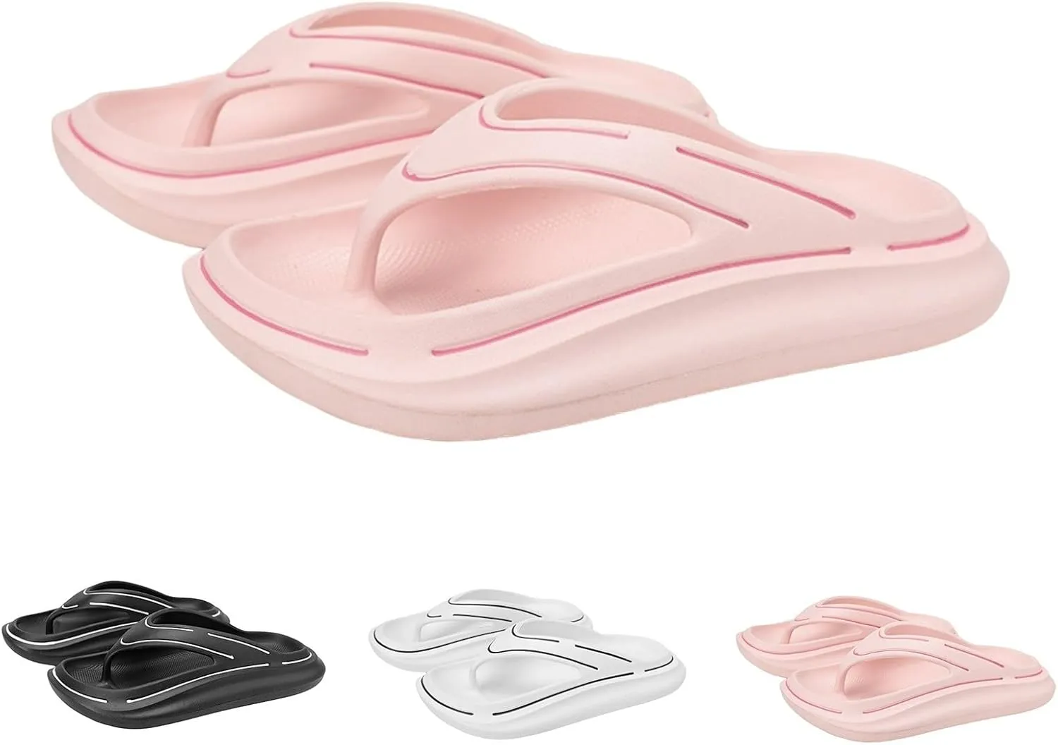 Womens Mens Pillow Slippers Walking Flip Flops Summer Beach Flat Slides Cloud Soft Slippers for Plantar Fasciitis