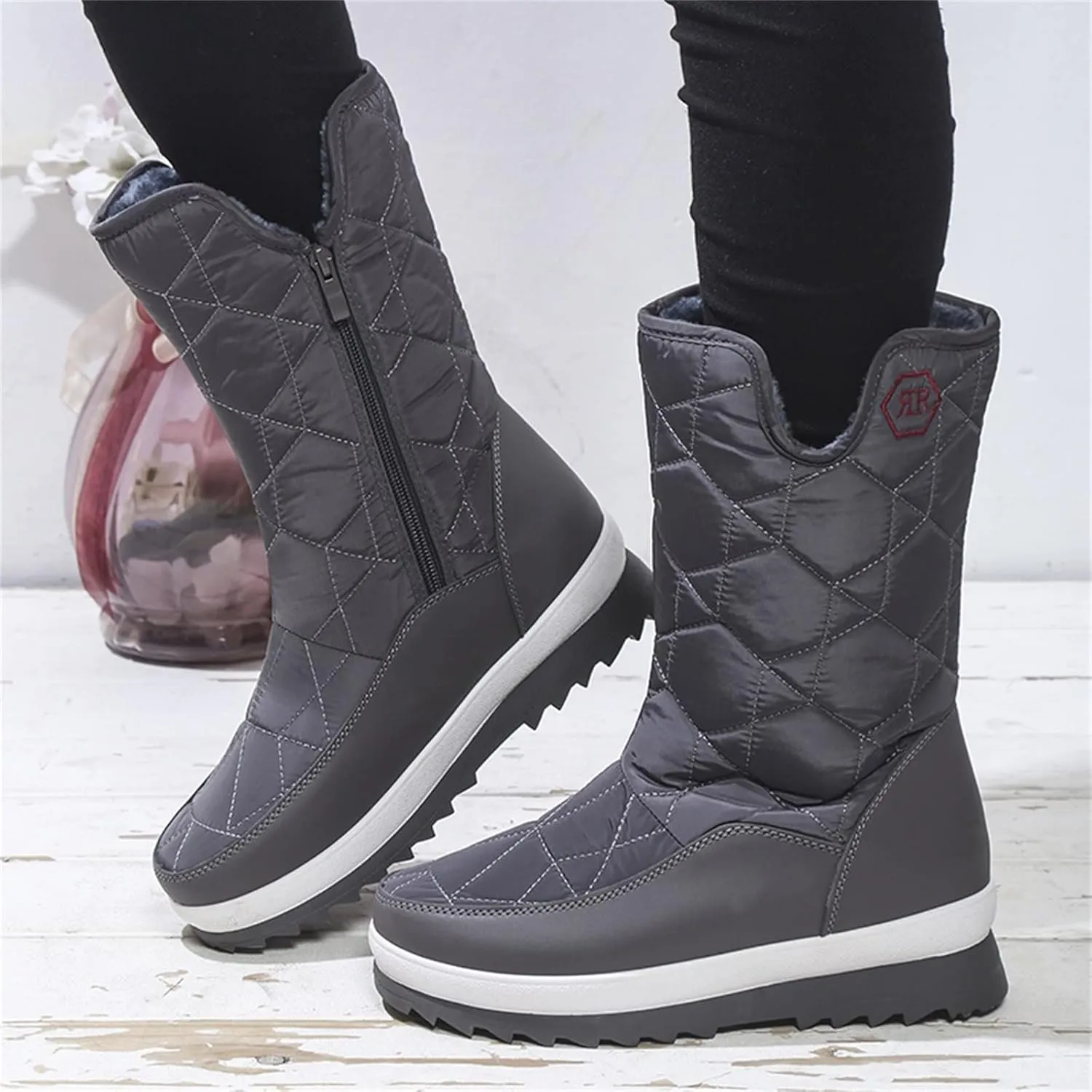 Womens Mens Winter Boots Waterproof Hiking Boots Outdoor Sneaker Boots Cold Weather Fur Lined Short Ankle Booties Duck Boots