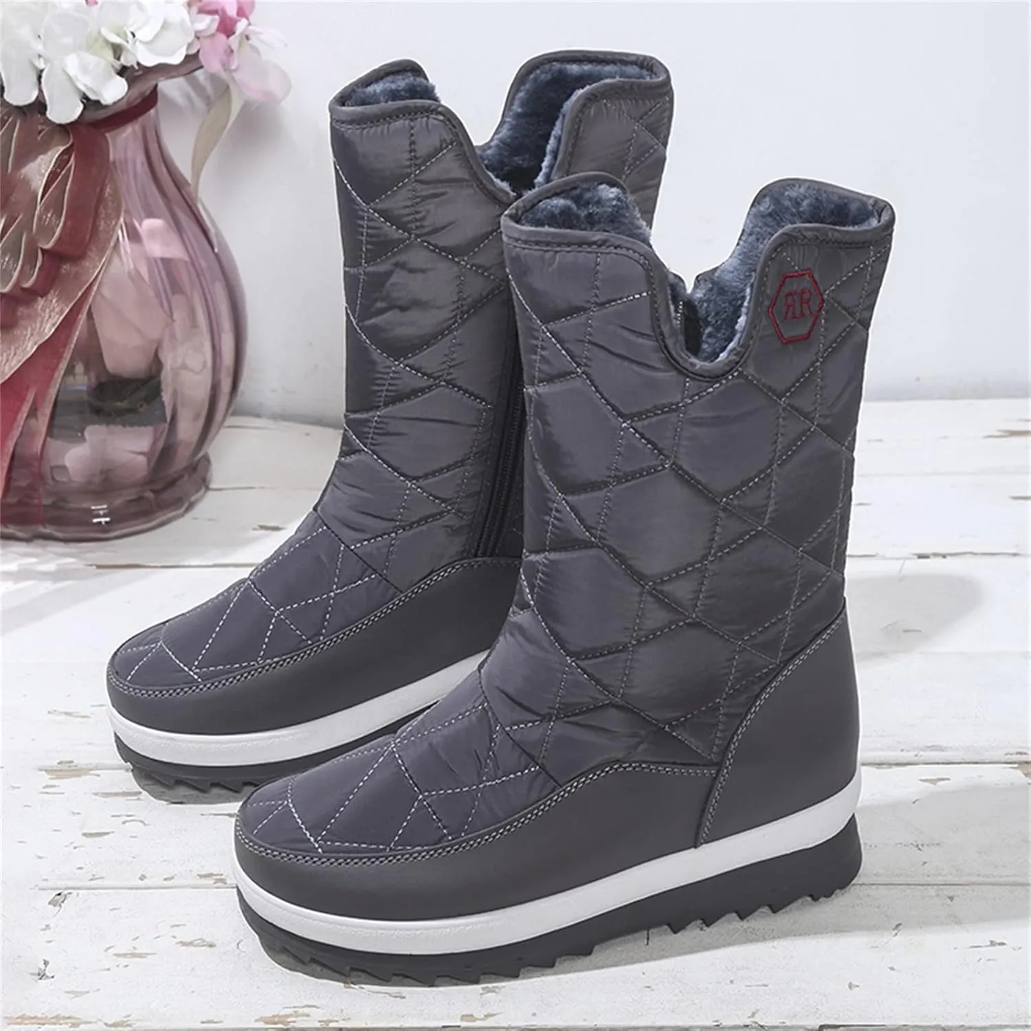 Womens Mens Winter Boots Waterproof Hiking Boots Outdoor Sneaker Boots Cold Weather Fur Lined Short Ankle Booties Duck Boots