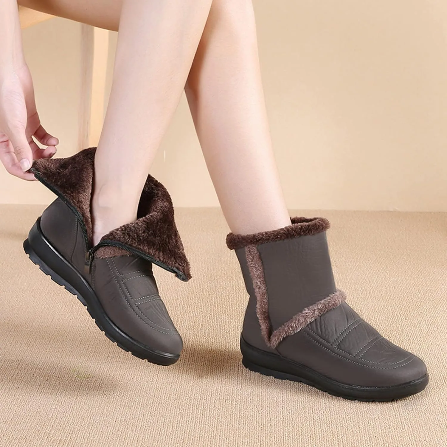 Women's Snow Boots Waterproof Snow Boots Warm Ankle Shoes Cold Weather Outdoor Work Boots Teens Winter Boots