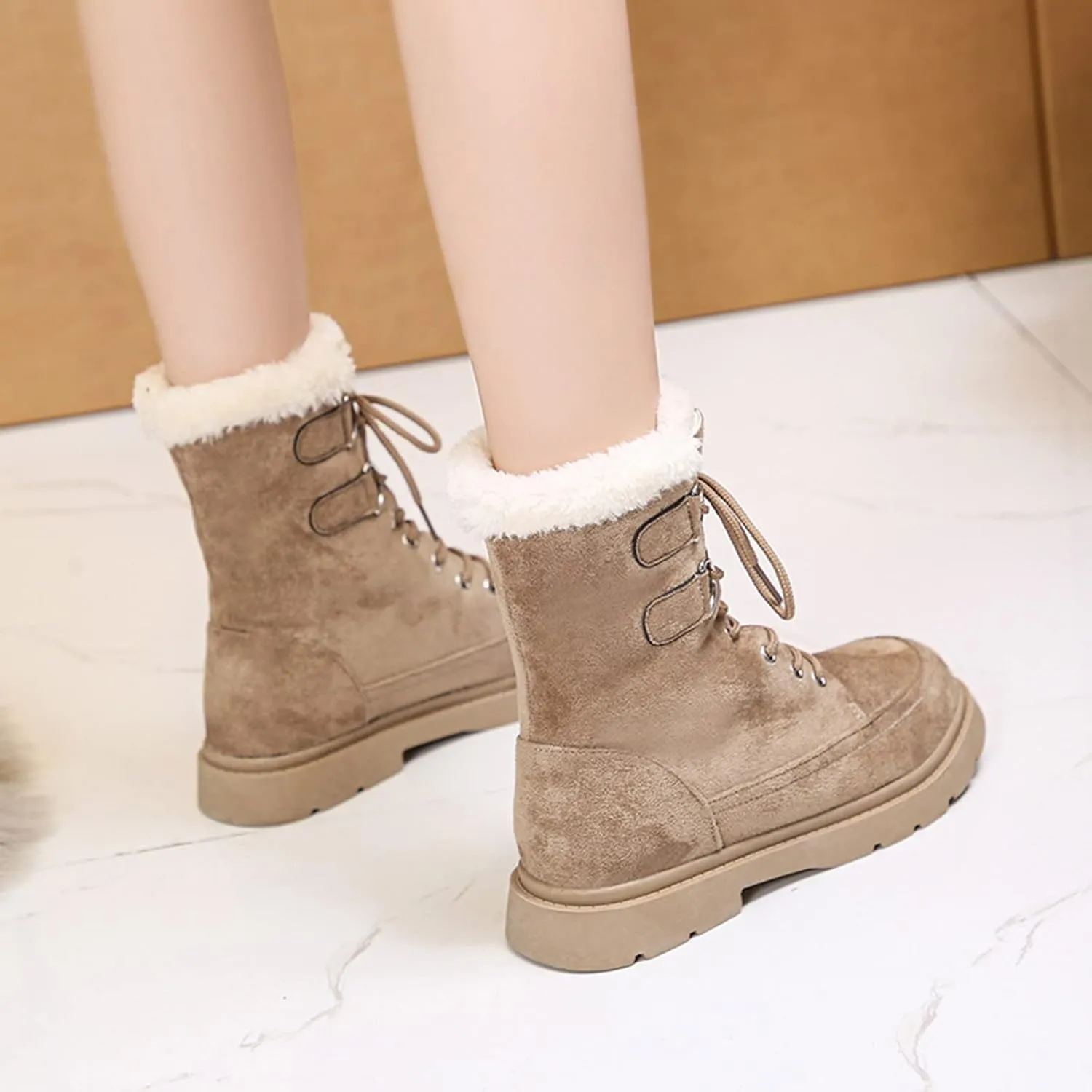 Womens Snow Boots Waterproof Wide Size 7 White Snow Boots Women Winter Brown Fur Boots for Women Waterproof Boots for Winter Waterproof Botas De Invierno Para Mujer Negras