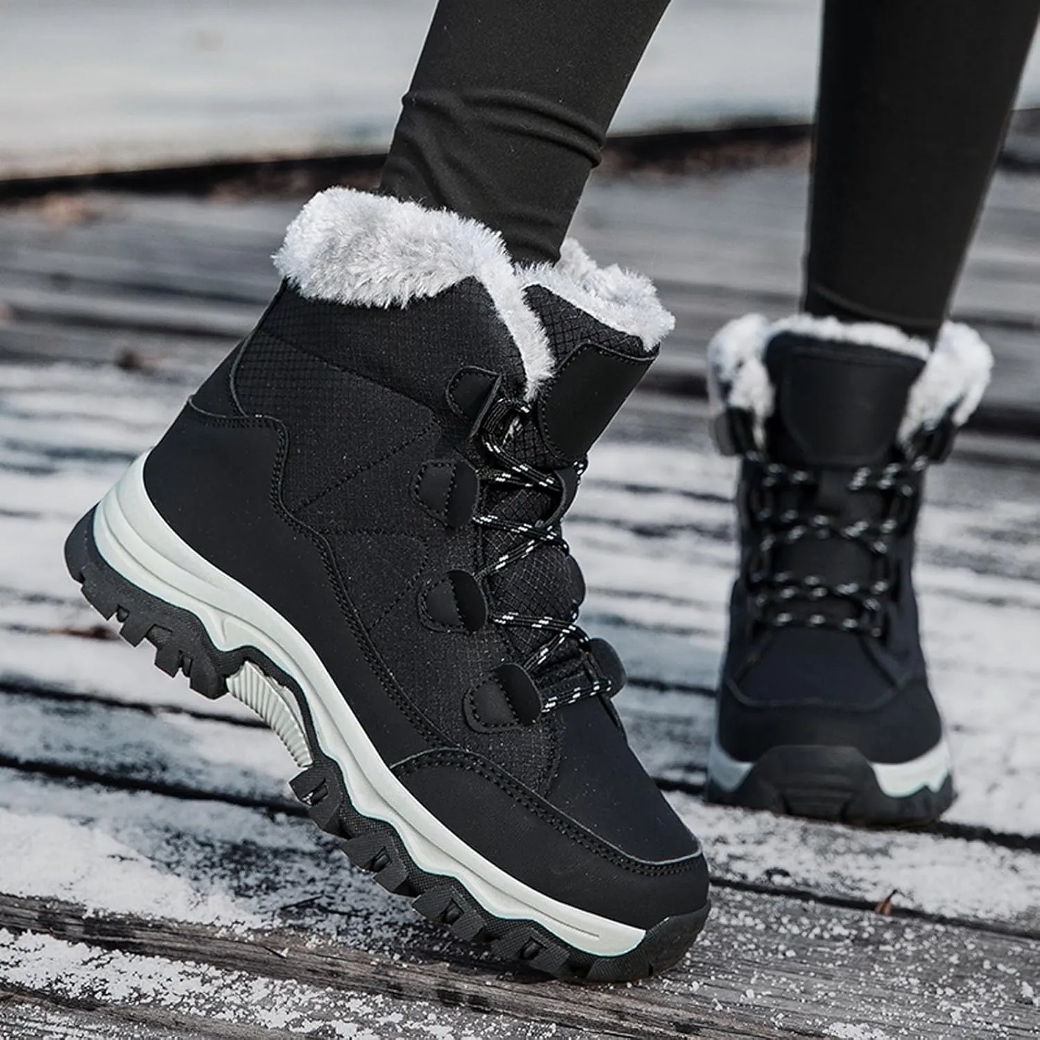 Womens Snow Boots Waterproof Winter Boots Outdoor Hiking Ankle Boot With Fur Lined Non Slip Warm Boots