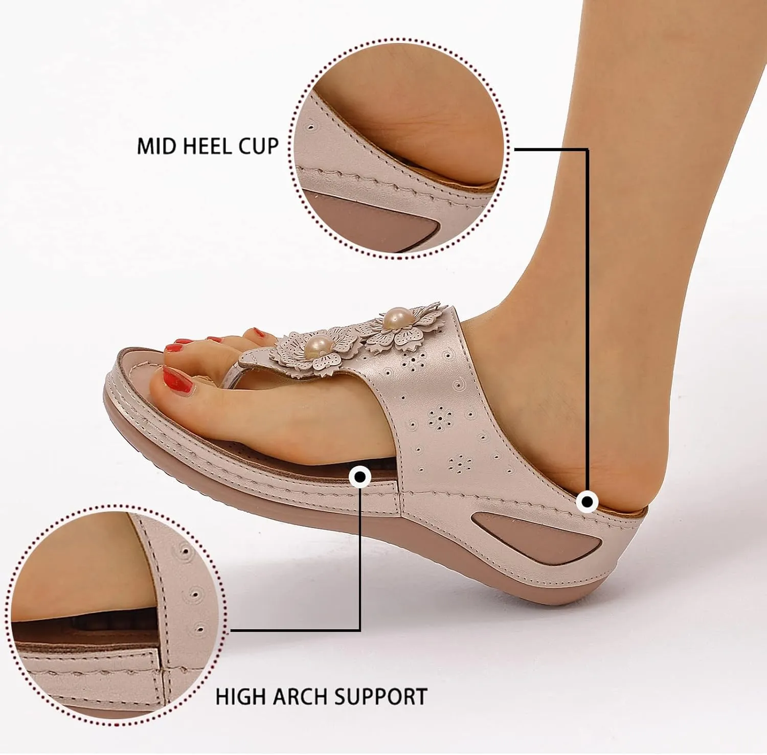 Womens with Arch Support Walking Sandals Orthopedic Recovery Slides Adjustable Straps Thick Cushion Comfortable Summer Outdoor Plantar Fasciitis Relief Footwear